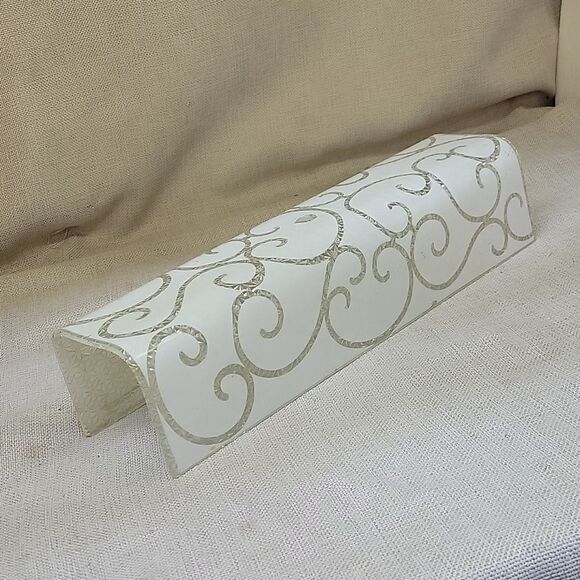 13" VTG White Glass Vanity Sconce Wall Light Shade Rectangle 1/2" Fitter MCM - Picture 2 of 9